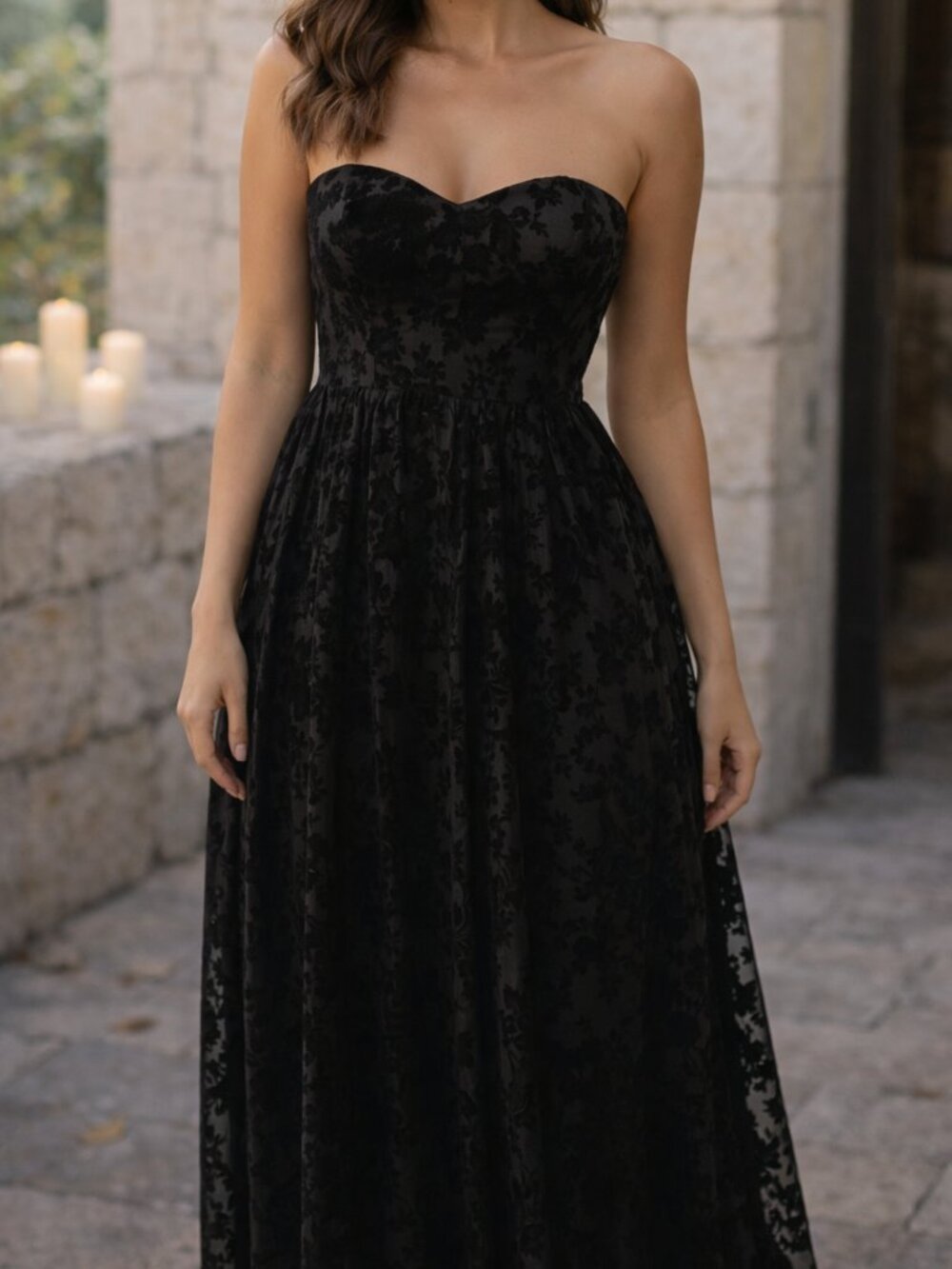 Gypsy Junkies Black Velvet Burnout Maxi Dress Strapless Floral  Whimsygoth Fairy